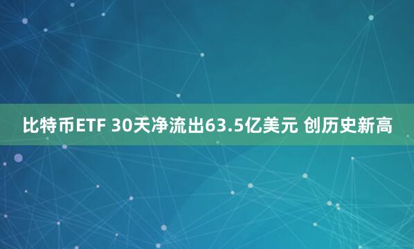 比特币ETF 30天净流出63.5亿美元 创历史新高