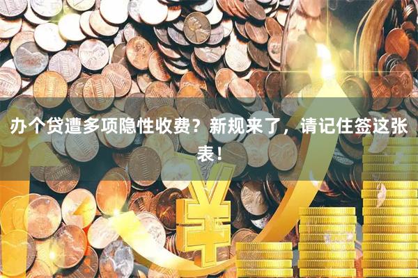 办个贷遭多项隐性收费？新规来了，请记住签这张表！